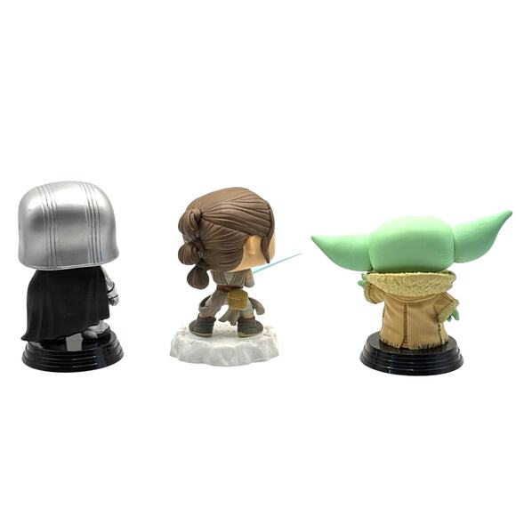 Funko Pop! Star Wars Bobble Head Lot, Phasma #65, Rey #104 Grogu #368, Loose - Picture 2 of 8